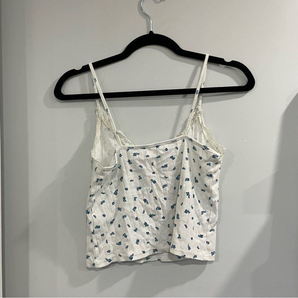 3/$25 ✺ Ardene Blueberry lace pointelle tank top white blue L - Picture 3 of 3